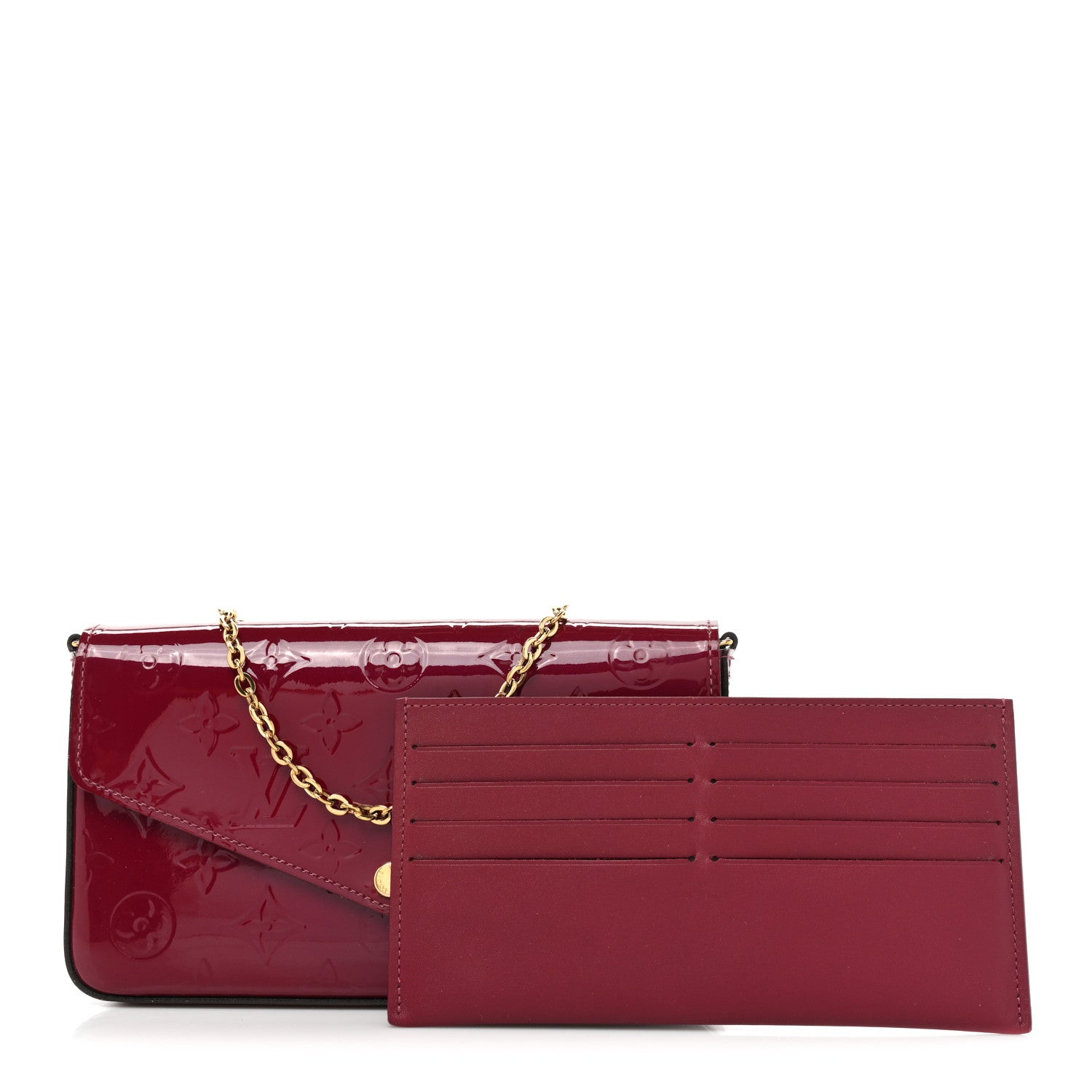 Louis Vuitton Vernis Felicie Chain Wallet Magenta 1 of 20