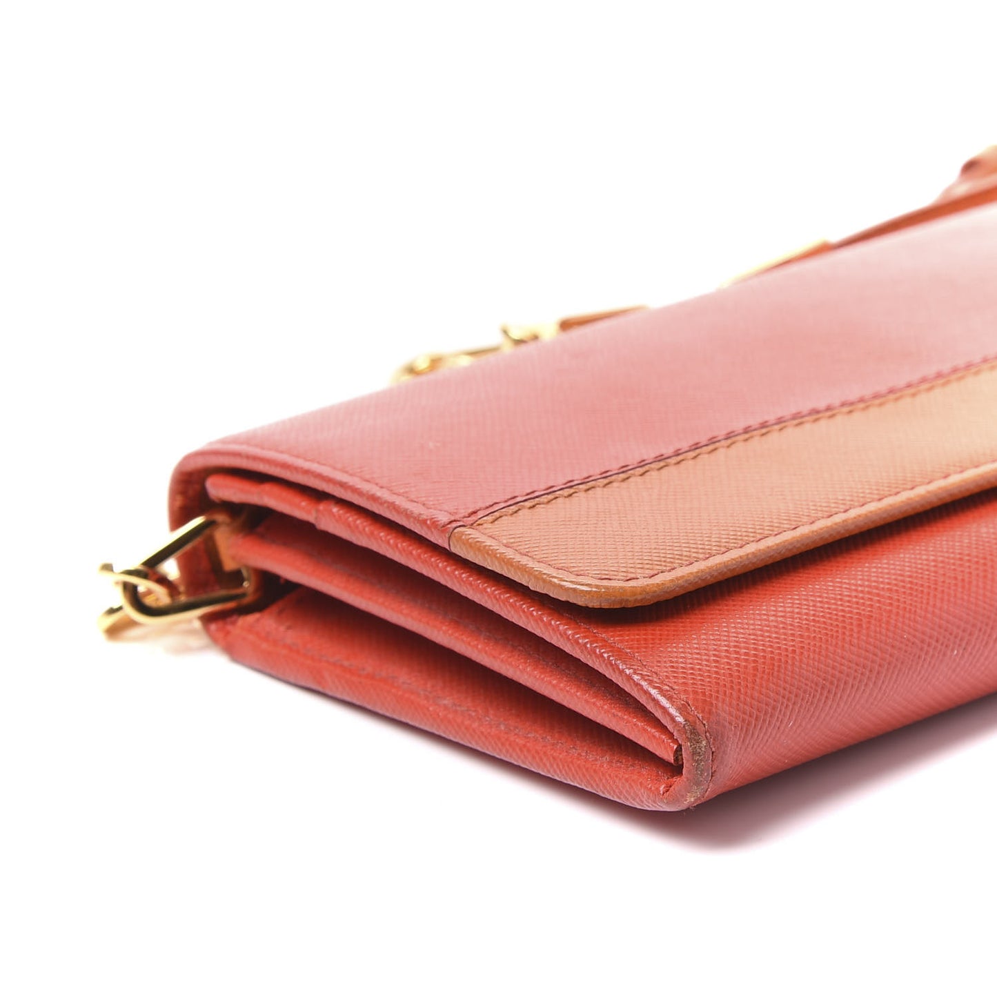 Saffiano Bi-Color Chain Wallet Bacca Rame