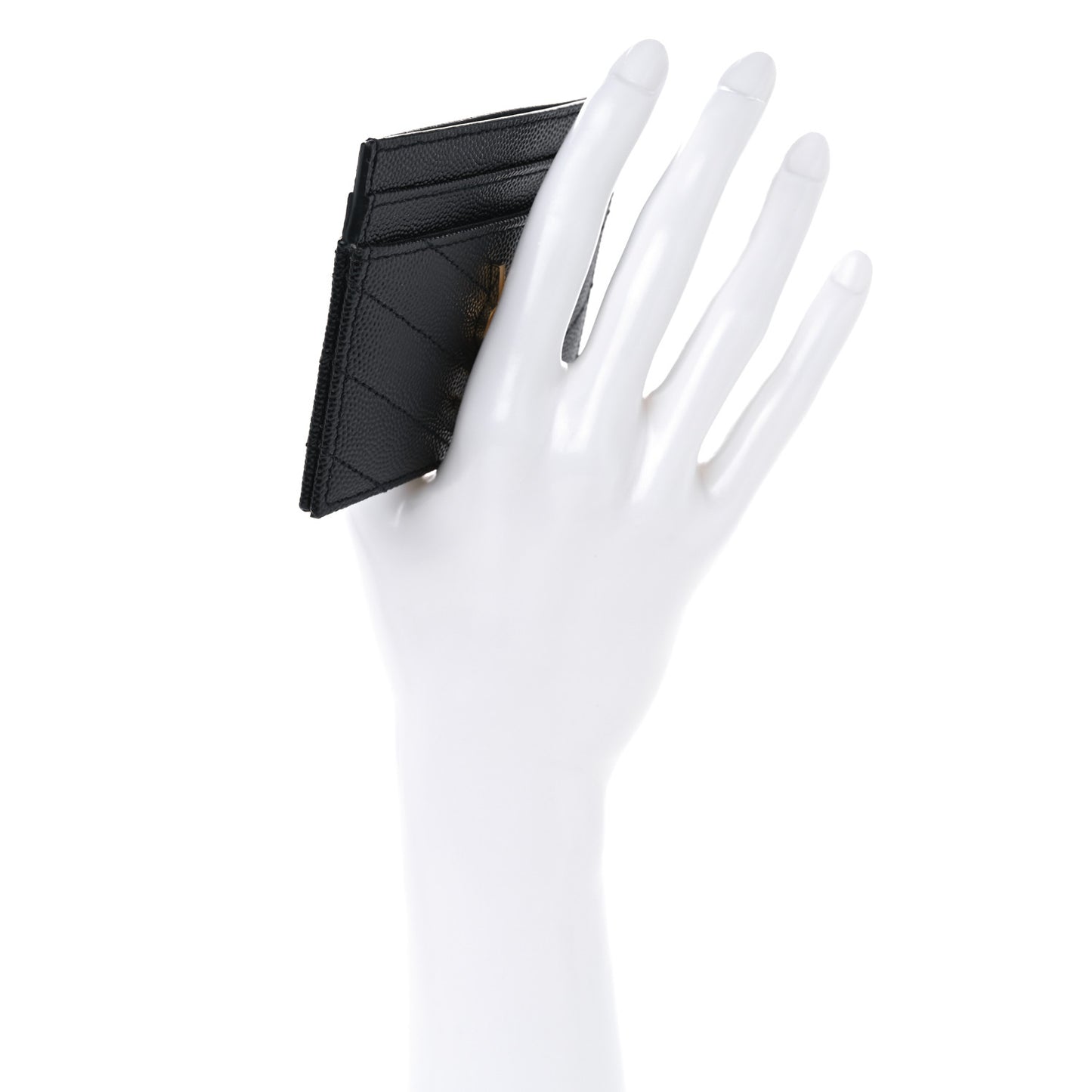 Grain De Poudre Matelasse Chevron Monogram Credit Card Case Black
