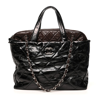 Chanel Glazed Calfskin Lambskin Portobello Tote Black 1 of 11