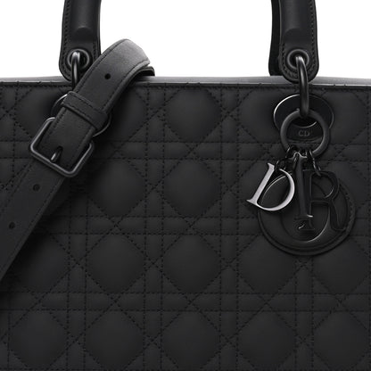 Christian Dior Ultra Matte Calfskin Cannage Large Lady Dior Black 7 of 9