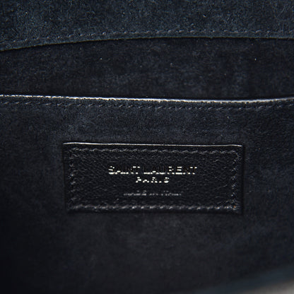 Saint Laurent Metallic Grain De Poudre Medium Classic Monogram Kate Satchel Dark Lead 5 of 8