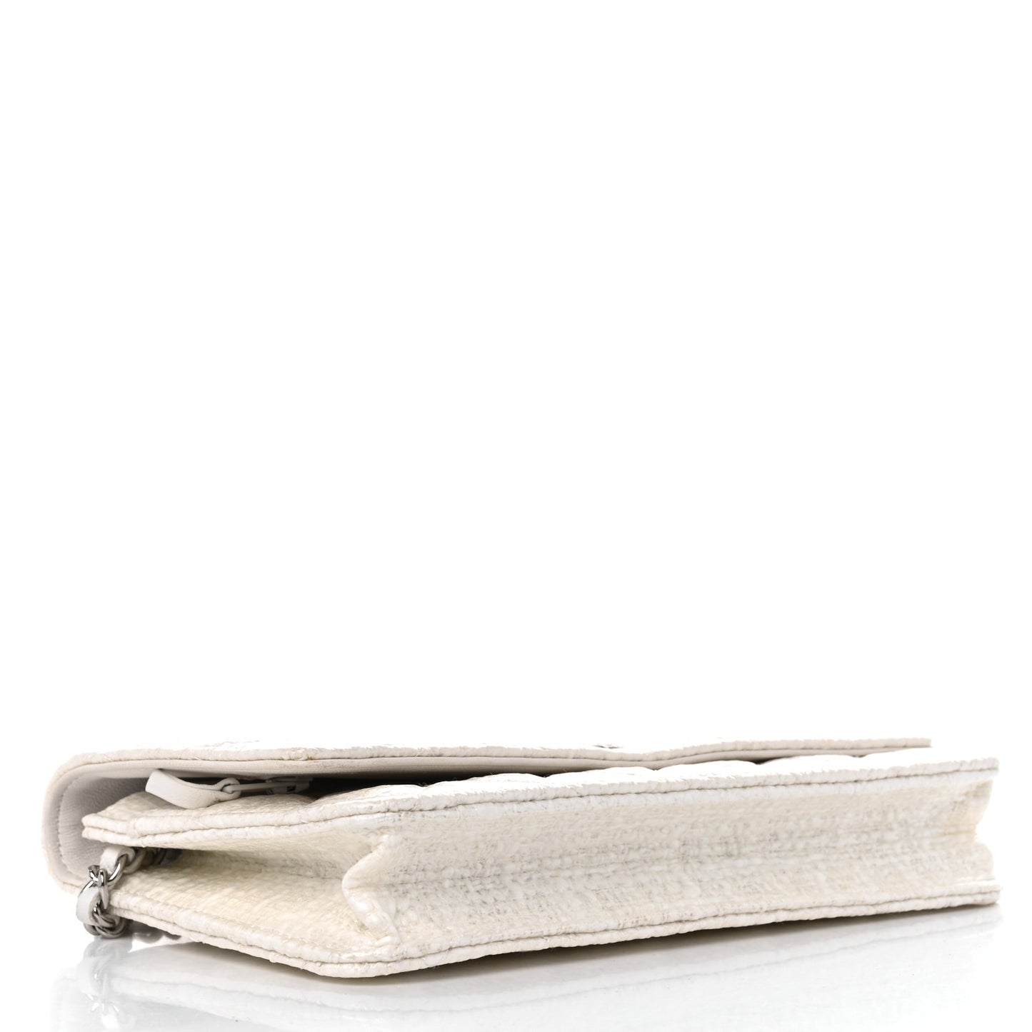 Tweed Quilted Wallet on Chain WOC White