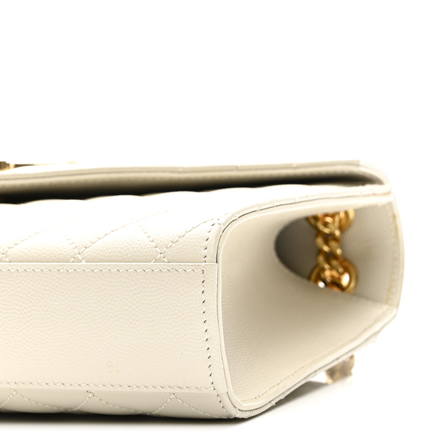 Grain De Poudre Textured Mixed Matelasse Medium Triquilt Monogram Satchel Crema Soft