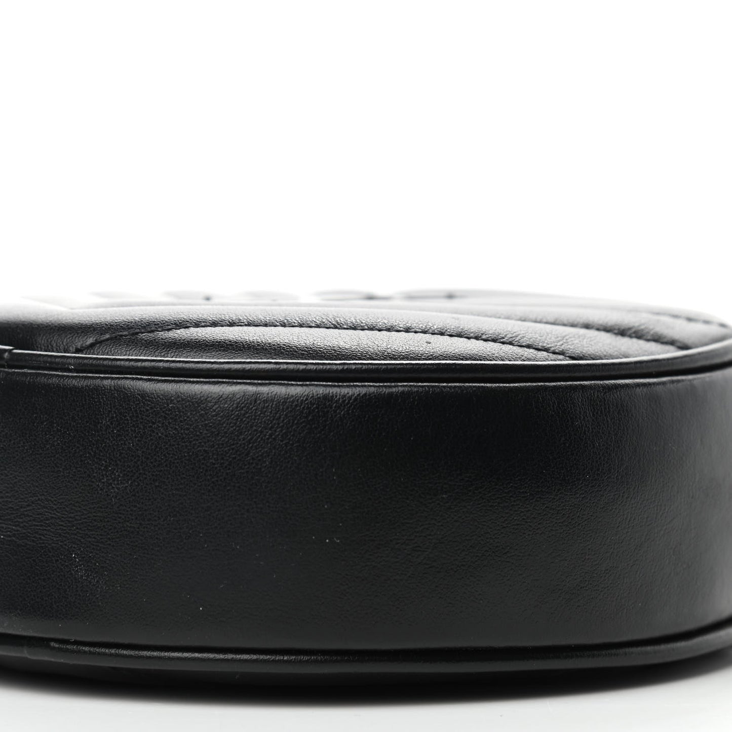 Calfskin Matelasse Chevron Round Vinyle Camera Bag Black