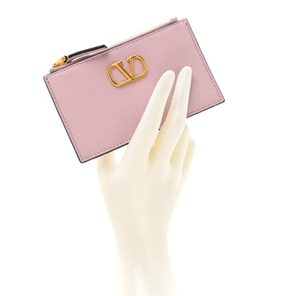 Valentino Garavani Grained Calfskin VLogo Coin Case Card Holder Cipria 2 of 7