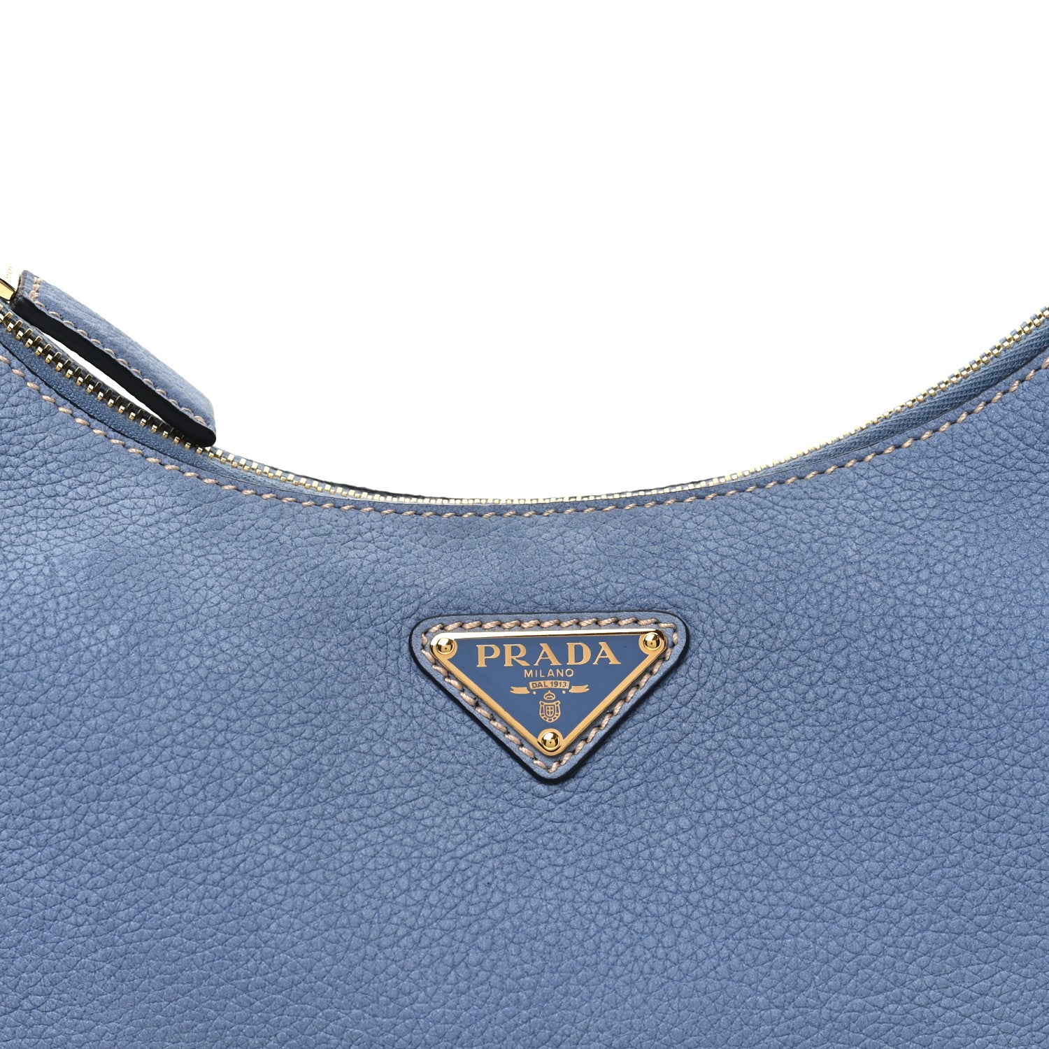 Prada Nubuck Small Arque Shoulder Bag Aviation Blue 7 of 9