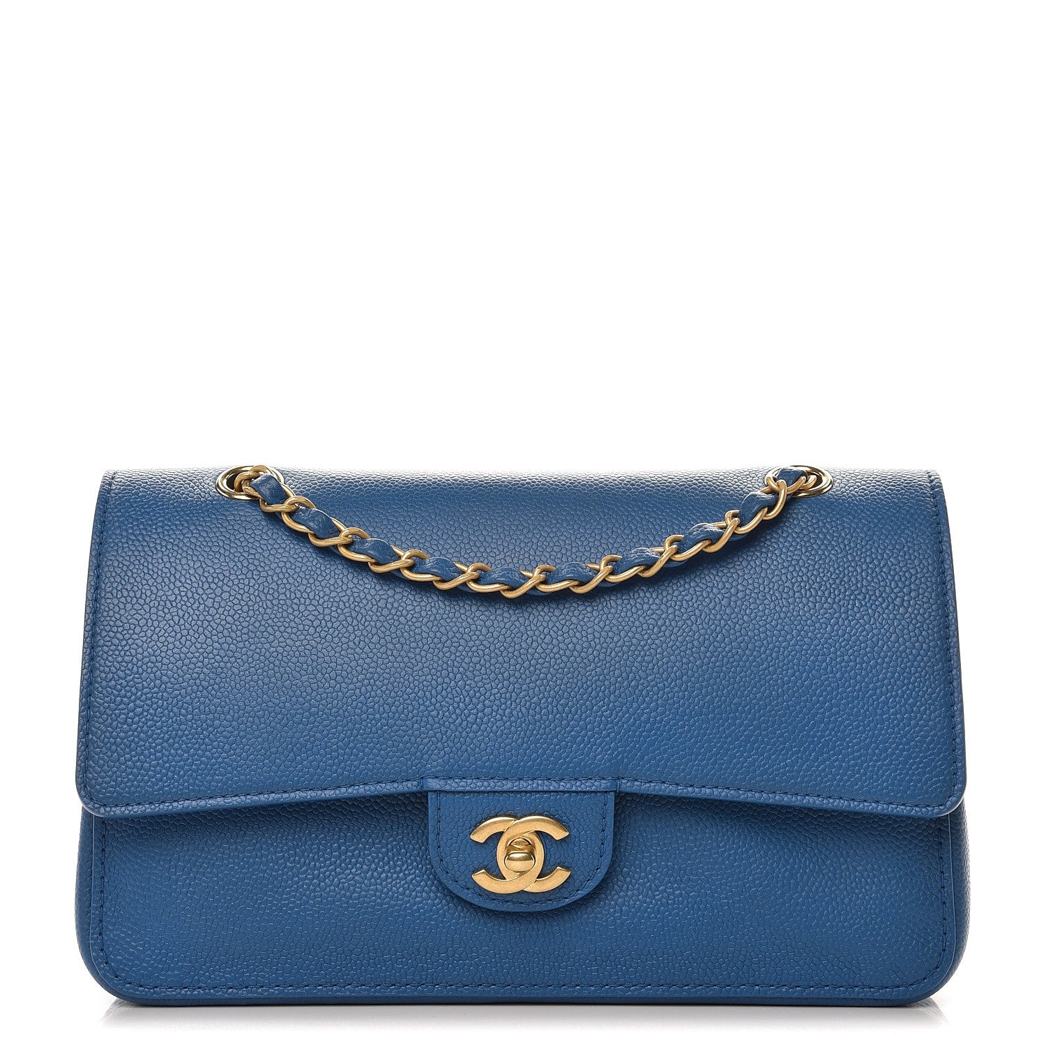 Chanel Grained Calfskin Medium Classic Pure Double Flap Blue 1 of 8