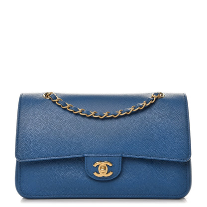 Chanel Grained Calfskin Medium Classic Pure Double Flap Blue 1 of 8