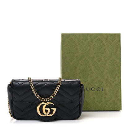 Gucci Calfskin Matelasse Super Mini GG Marmont Shoulder Bag Black 11 of 11
