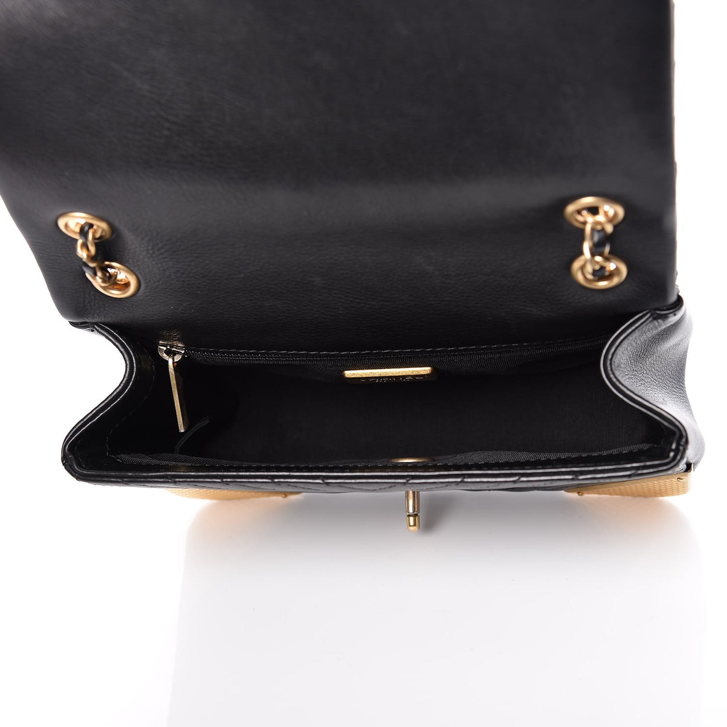 Calfskin Chevron Quilted Mini Rock The Corner Flap Black