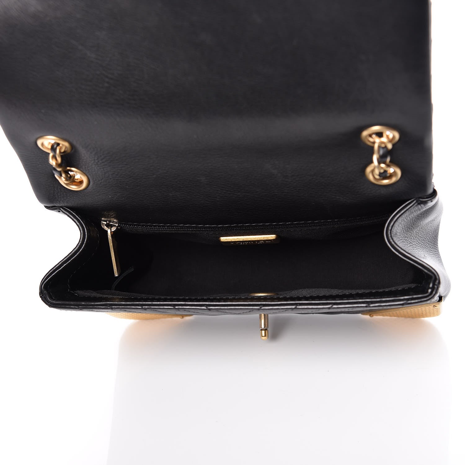 Chanel Calfskin Chevron Quilted Mini Rock The Corner Flap Black 5 of 10