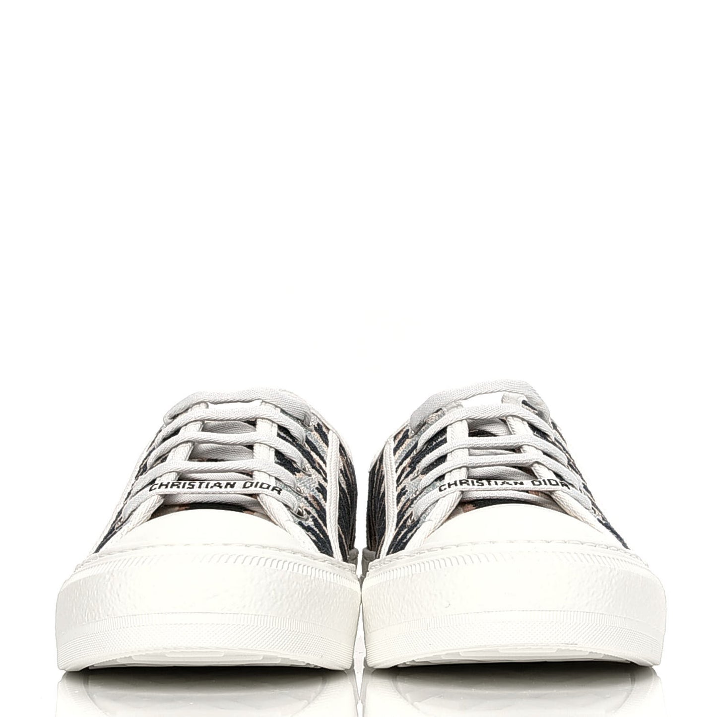 Canvas Tie and Dior Embroidered Womens Walk'N'Dior Low Top Sneakers 37 Multicolor