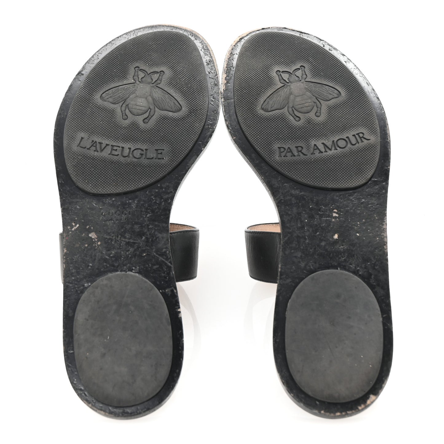 Calfskin GG Marmont Thong Sandals 39 Black