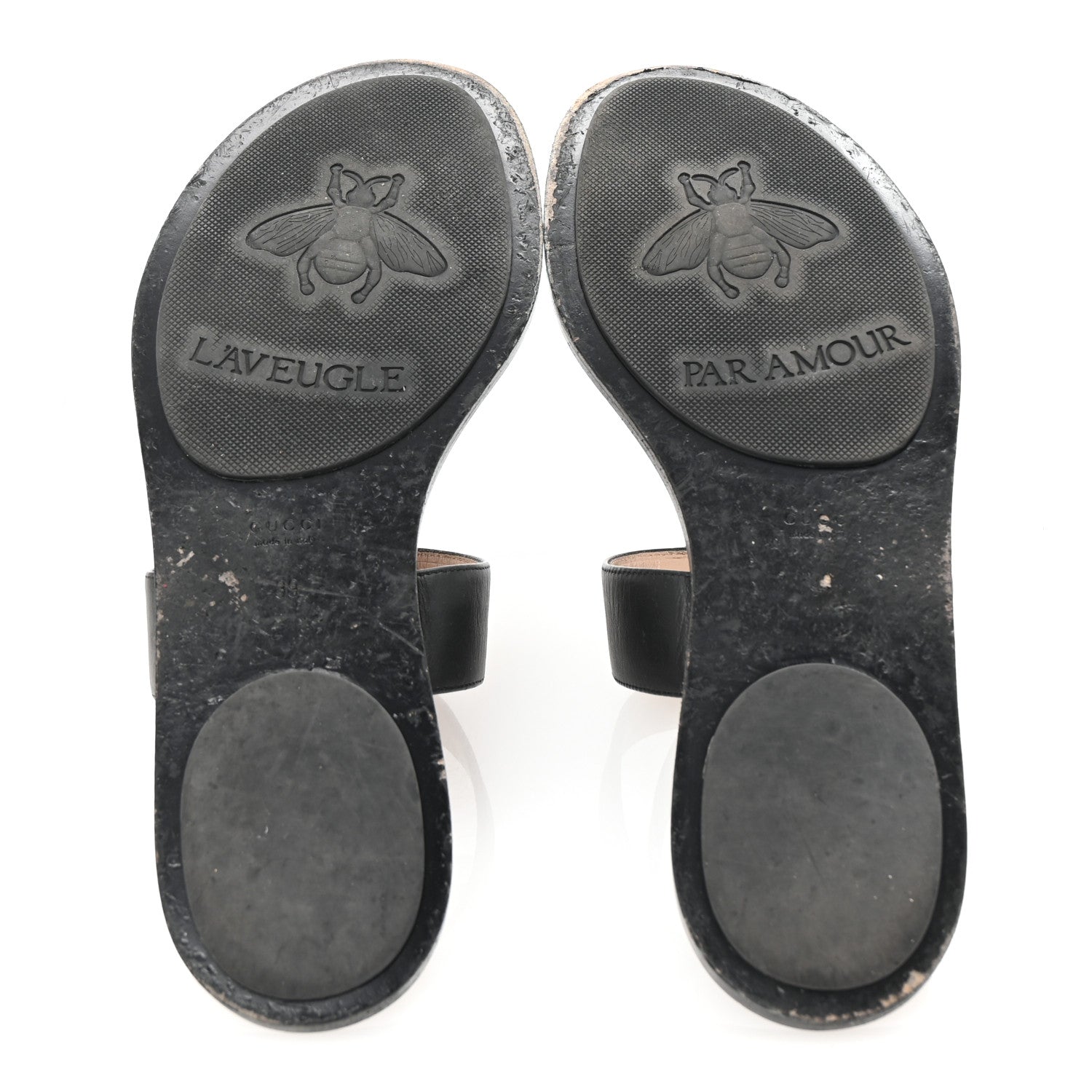 Gucci Calfskin GG Marmont Thong Sandals 39 Black 6 of 9