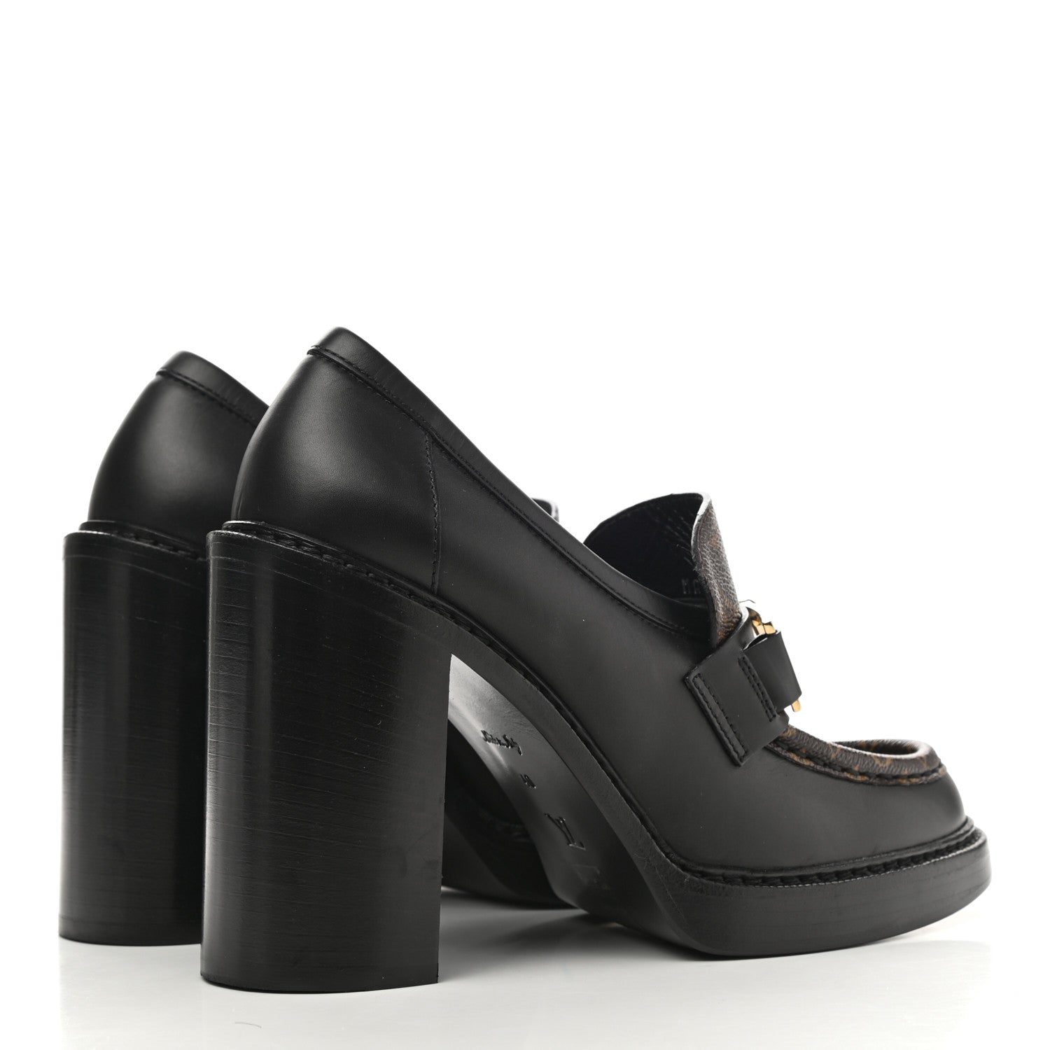 Louis Vuitton Monogram Calfskin Academy Loafers Pumps 40 Black 1 of 9