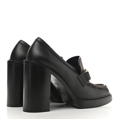 Louis Vuitton Monogram Calfskin Academy Loafers Pumps 40 Black 1 of 9