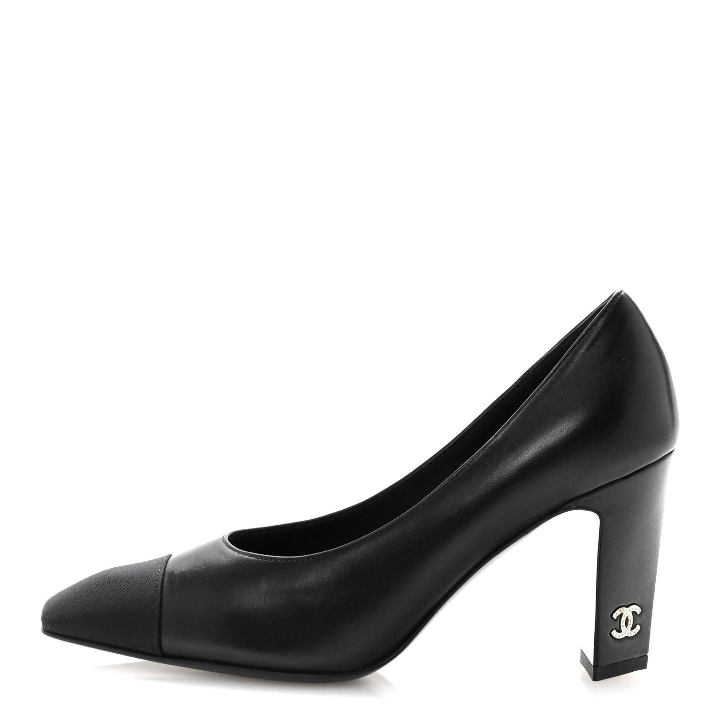 Lambskin Grosgrain Cap Toe CC Pumps 36.5 Black
