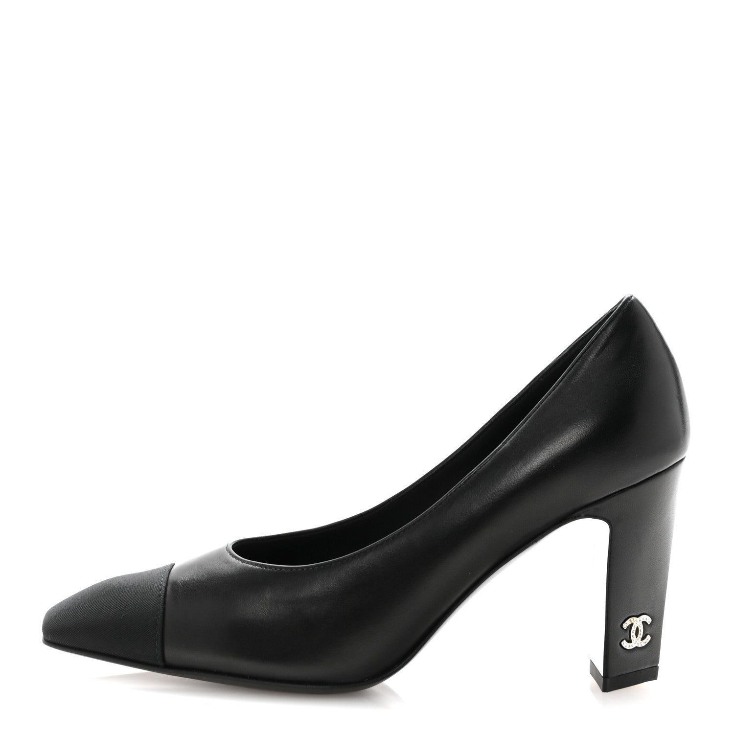 Chanel Lambskin Grosgrain Cap Toe CC Pumps 36.5 Black 1 of 9