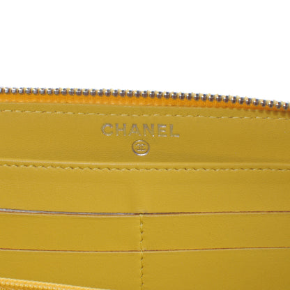Chanel Lambskin Quilted Zip Around Wallet Yellow 5 of 7
