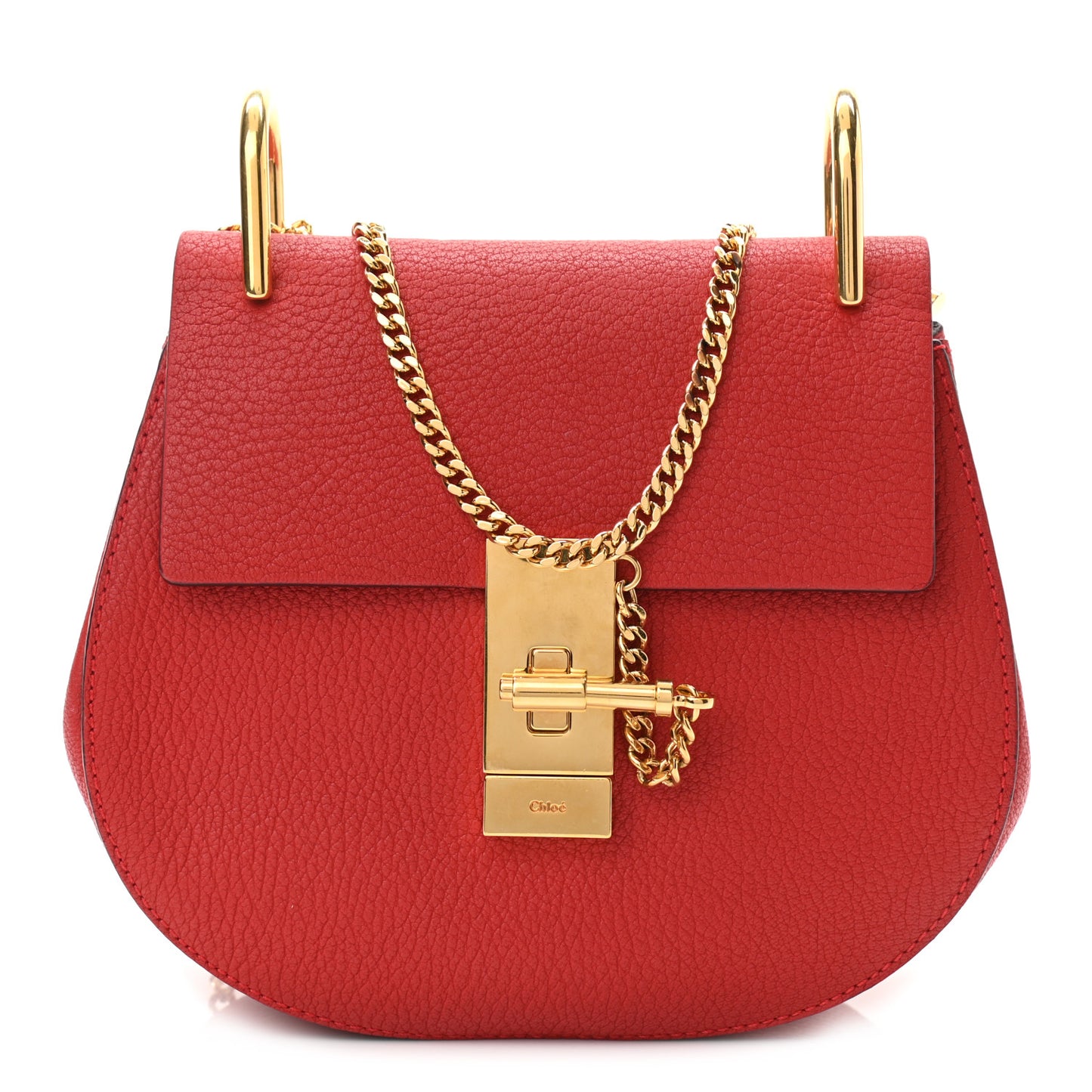 Grained Lambskin Mini Drew Shoulder Bag Plaid Red