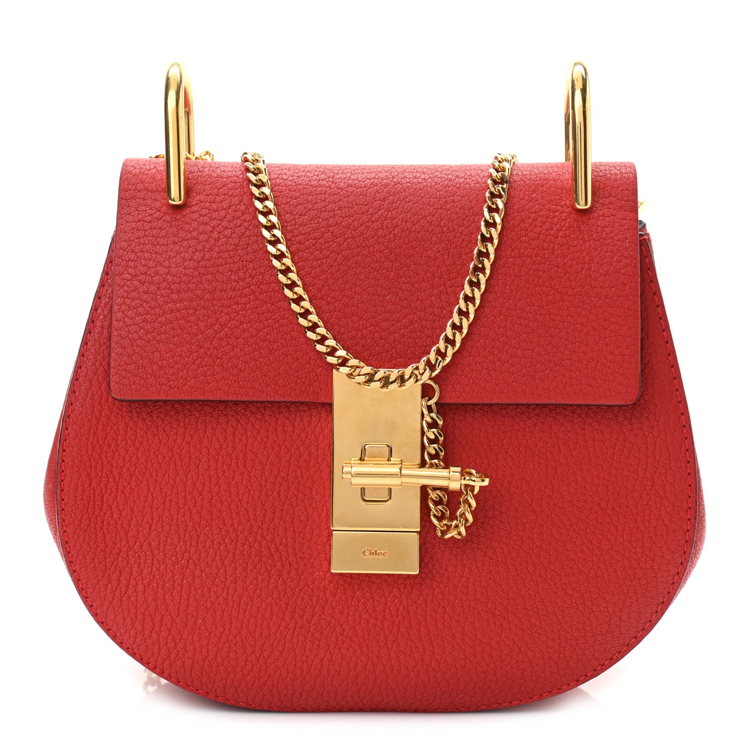 Chloe Grained Lambskin Mini Drew Shoulder Bag Plaid Red 1 of 9
