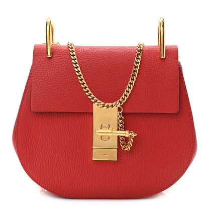 Chloe Grained Lambskin Mini Drew Shoulder Bag Plaid Red 1 of 9