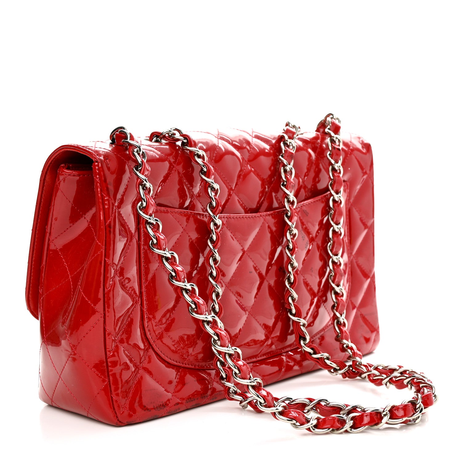 Chanel Patent Quilted Jumbo Single Flap Red 3 of 18