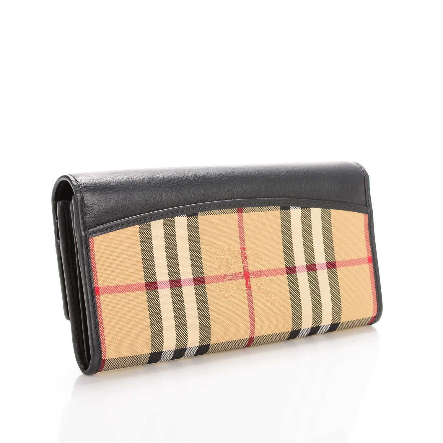 Burberry Calfskin Horseferry Check Porter Continental Wallet Black 3 of 7