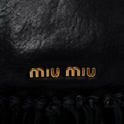 Miu Miu Nappa Fringe Hobo Black 18 of 19