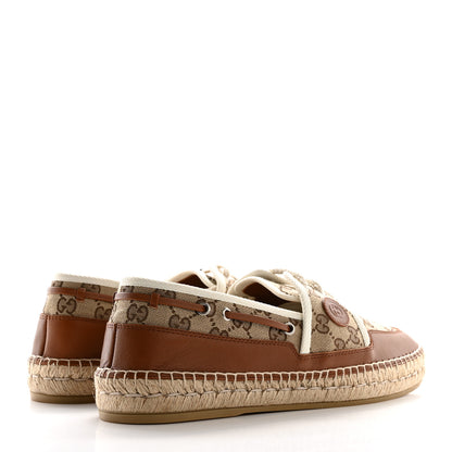 Gucci GG Monogram Mens Espadrille Loafers 9 Beige Ebony Mystic White 4 of 9