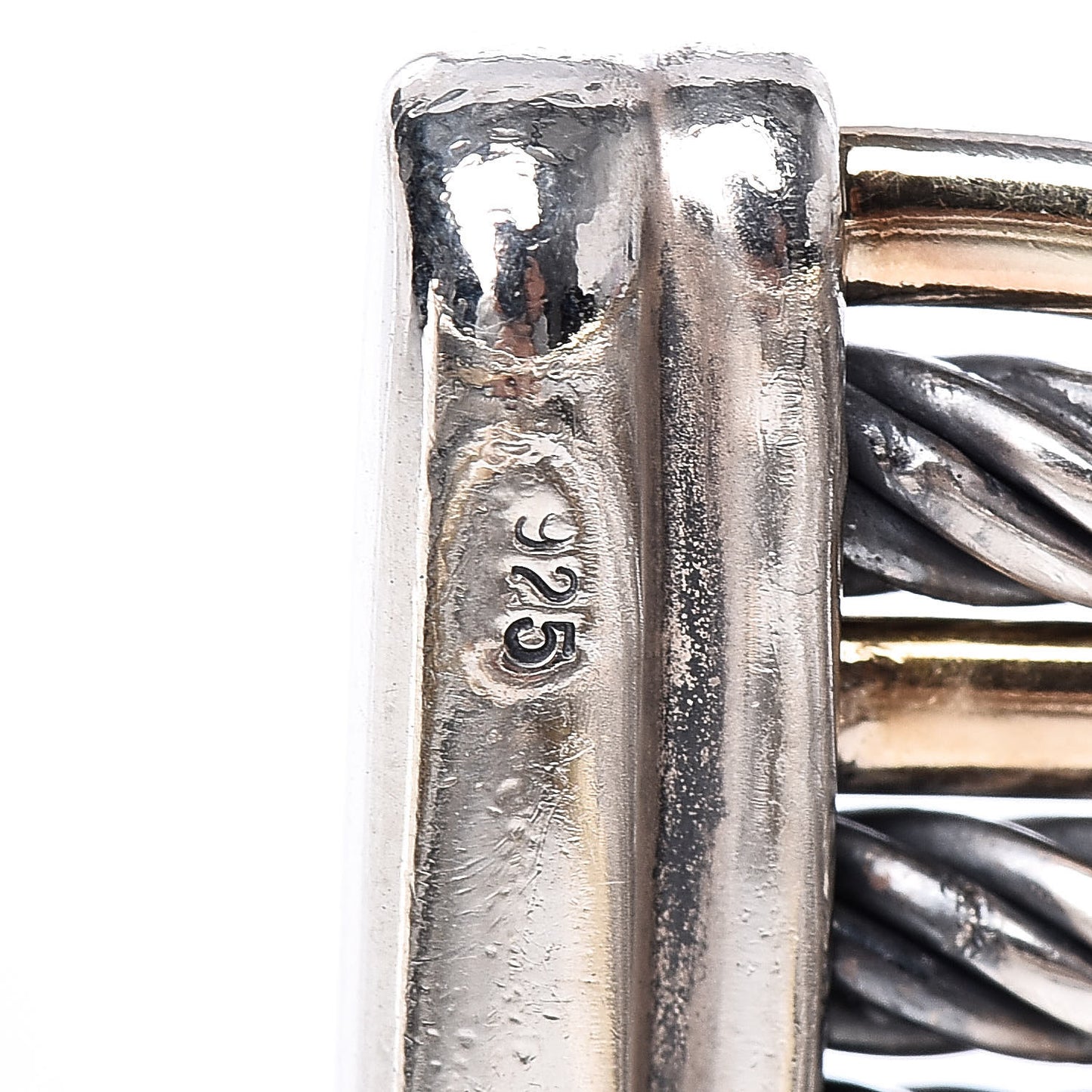 Sterling Silver 18K Yellow Gold 21mm Four Row Crossover Cuff Bracelet