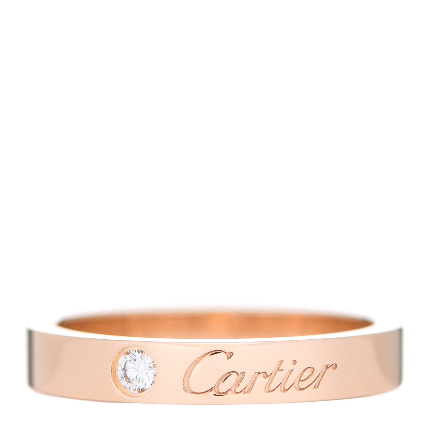 18K Pink Gold Diamond 3mm C De Cartier Wedding Band Ring 49 4.75