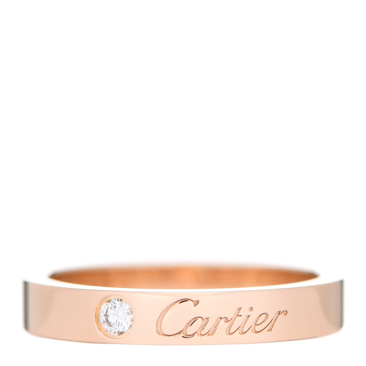 Cartier 18K Pink Gold Diamond 3mm C De Cartier Wedding Band Ring 49 4.75 1 of 6
