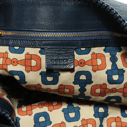 Gucci Guccissima Large Horsebit Chain Hobo Blue 6 of 8