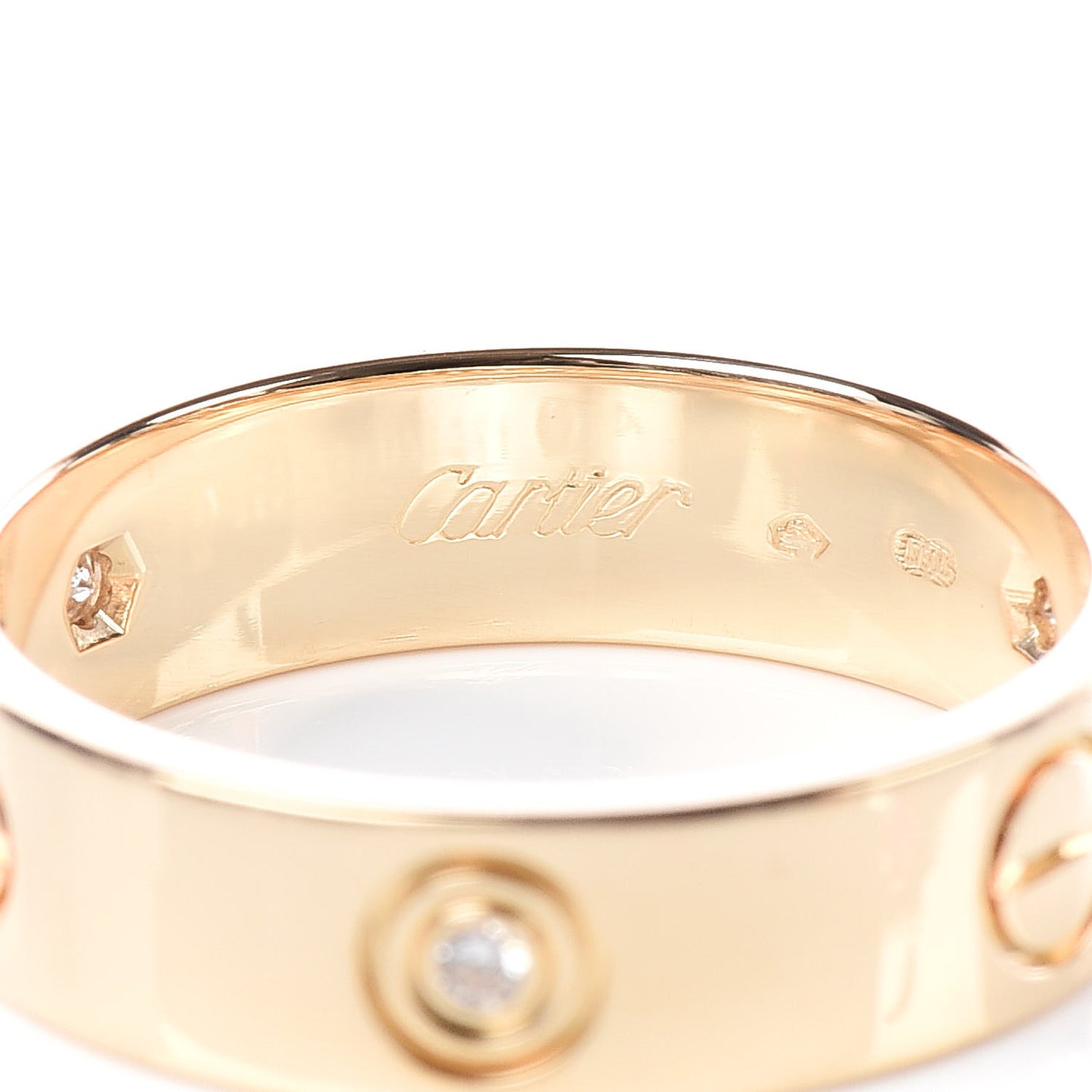 18K Yellow Gold 3 Diamond 5.5mm LOVE Ring 58 8.25