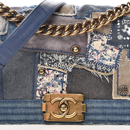 Chanel Denim Patchwork Medium Boy Flap Blue 10 of 10