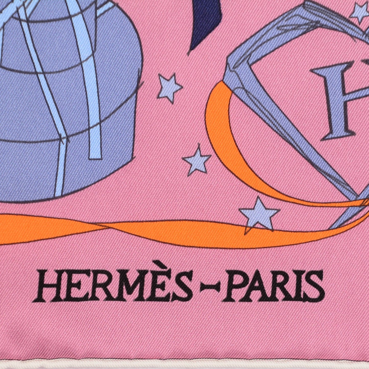 Silk Le Bal Masque Scarf 70 Vieux Rose Blue Jean Orange