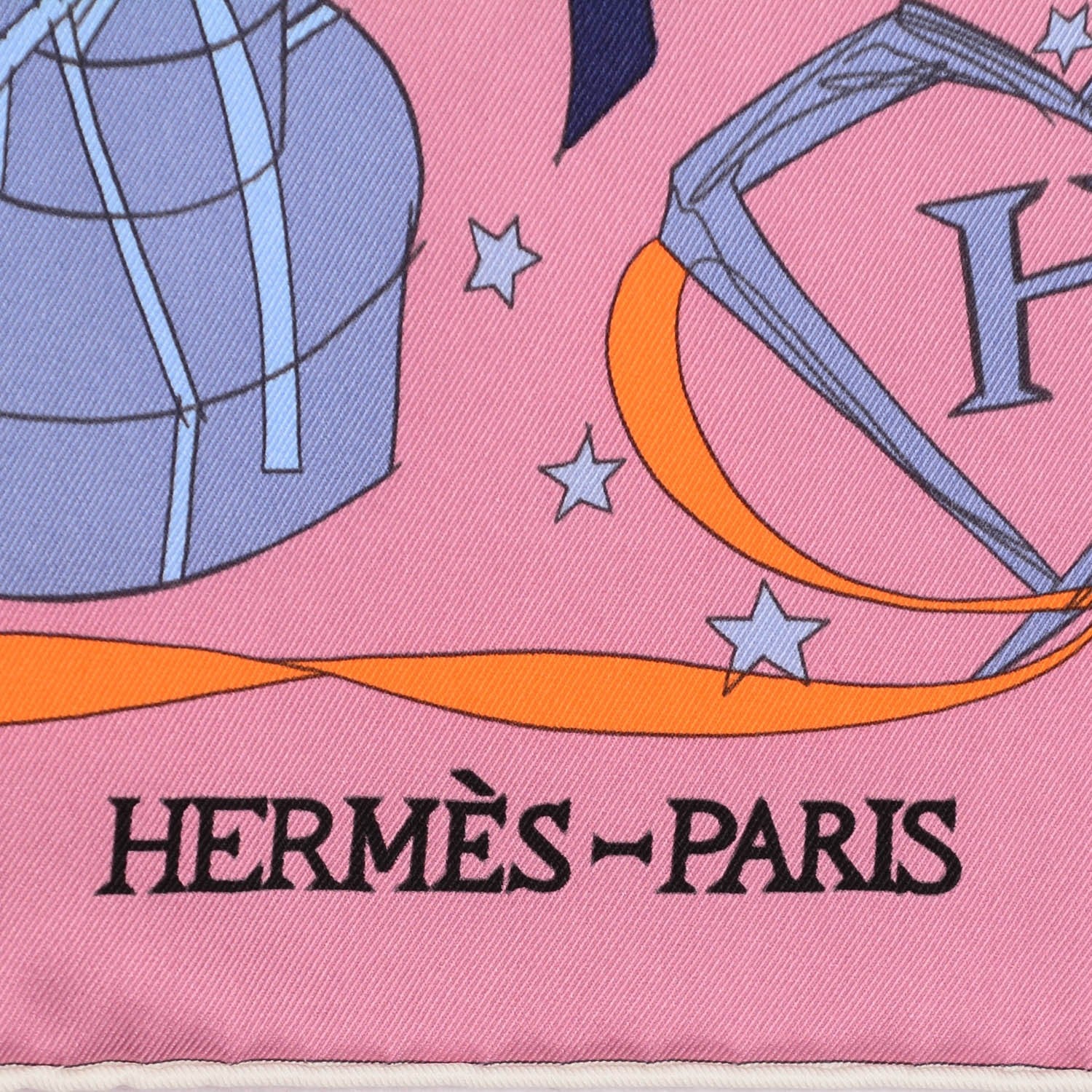Hermes Silk Le Bal Masque Scarf 70 Vieux Rose Blue Jean Orange 3 of 6