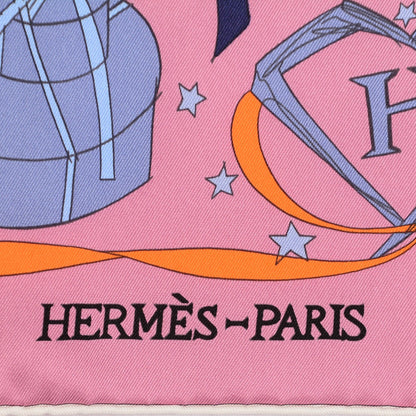 Hermes Silk Le Bal Masque Scarf 70 Vieux Rose Blue Jean Orange 3 of 6