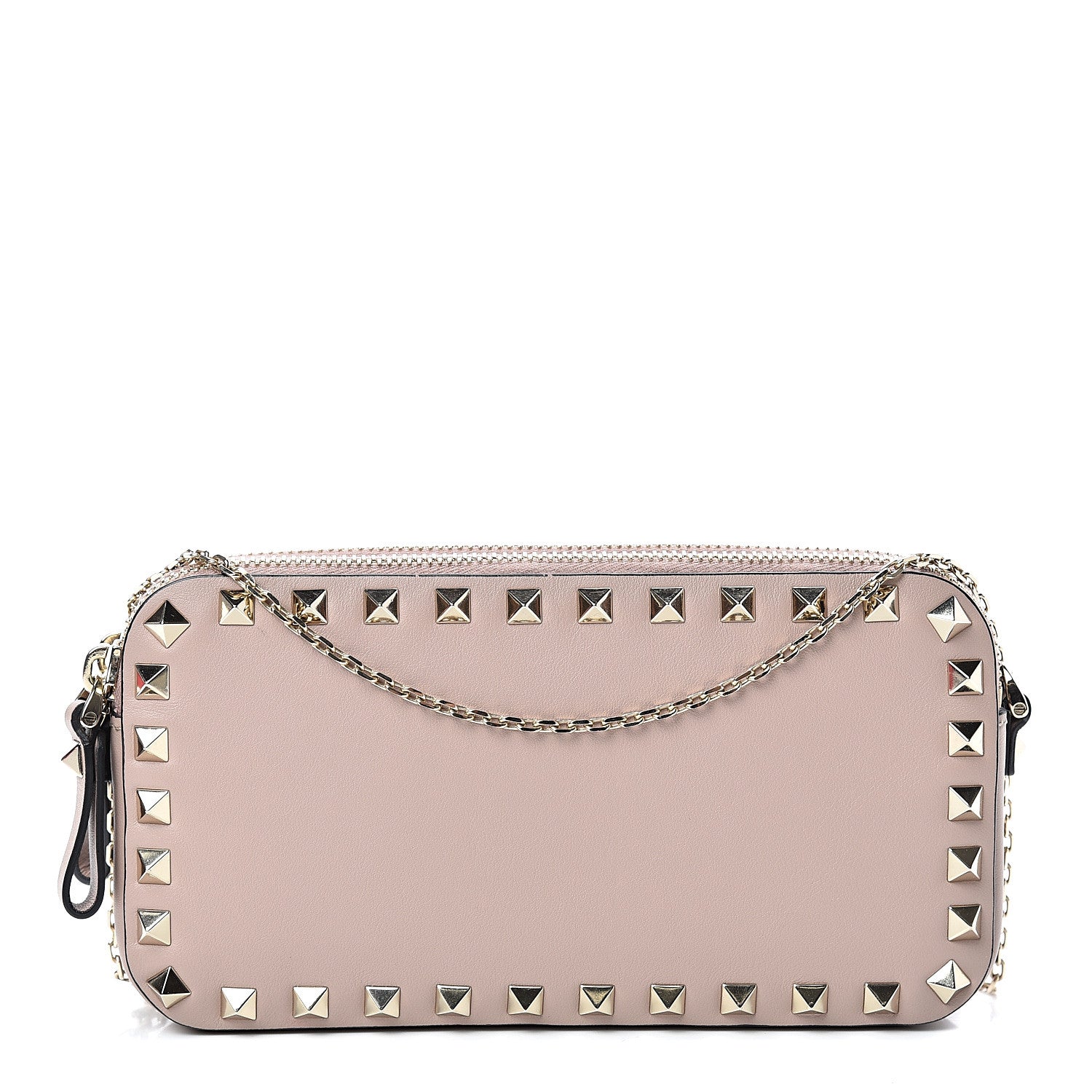 Valentino Garavani Vitello Rockstud Chain Pouch Shoulder Bag Poudre 1 of 11