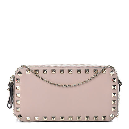 Valentino Garavani Vitello Rockstud Chain Pouch Shoulder Bag Poudre 1 of 11