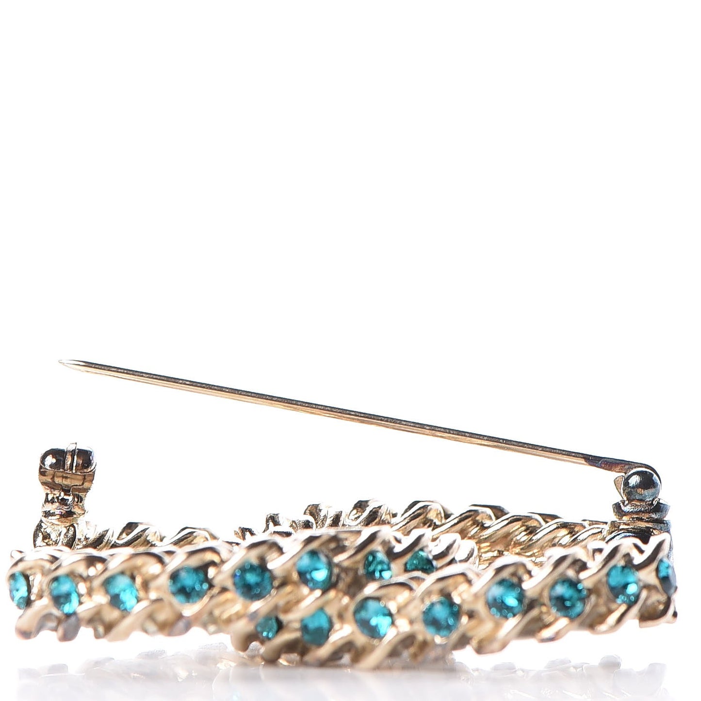 Iridescent Crystal CC Brooch Blue Gold