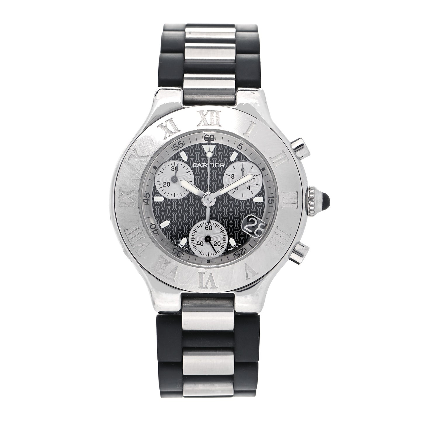 Stainless Steel Rubber 38mm Must 21 Chronoscaph Quartz Watch Black