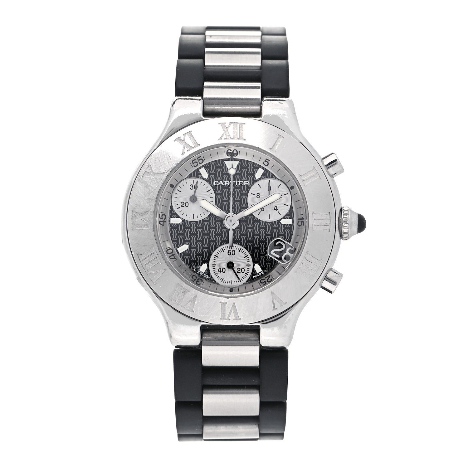 Cartier Stainless Steel Rubber 38mm Must 21 Chronoscaph Quartz Watch Black 1 of 5