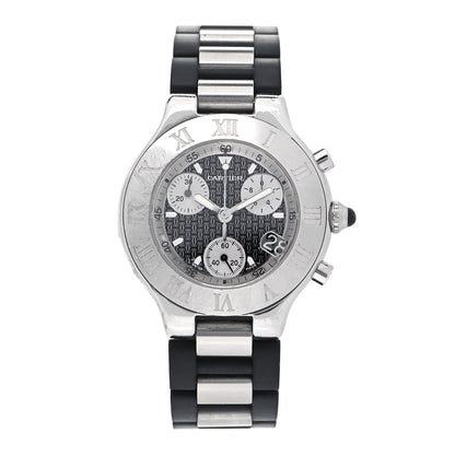 Cartier Stainless Steel Rubber 38mm Must 21 Chronoscaph Quartz Watch Black 1 of 5