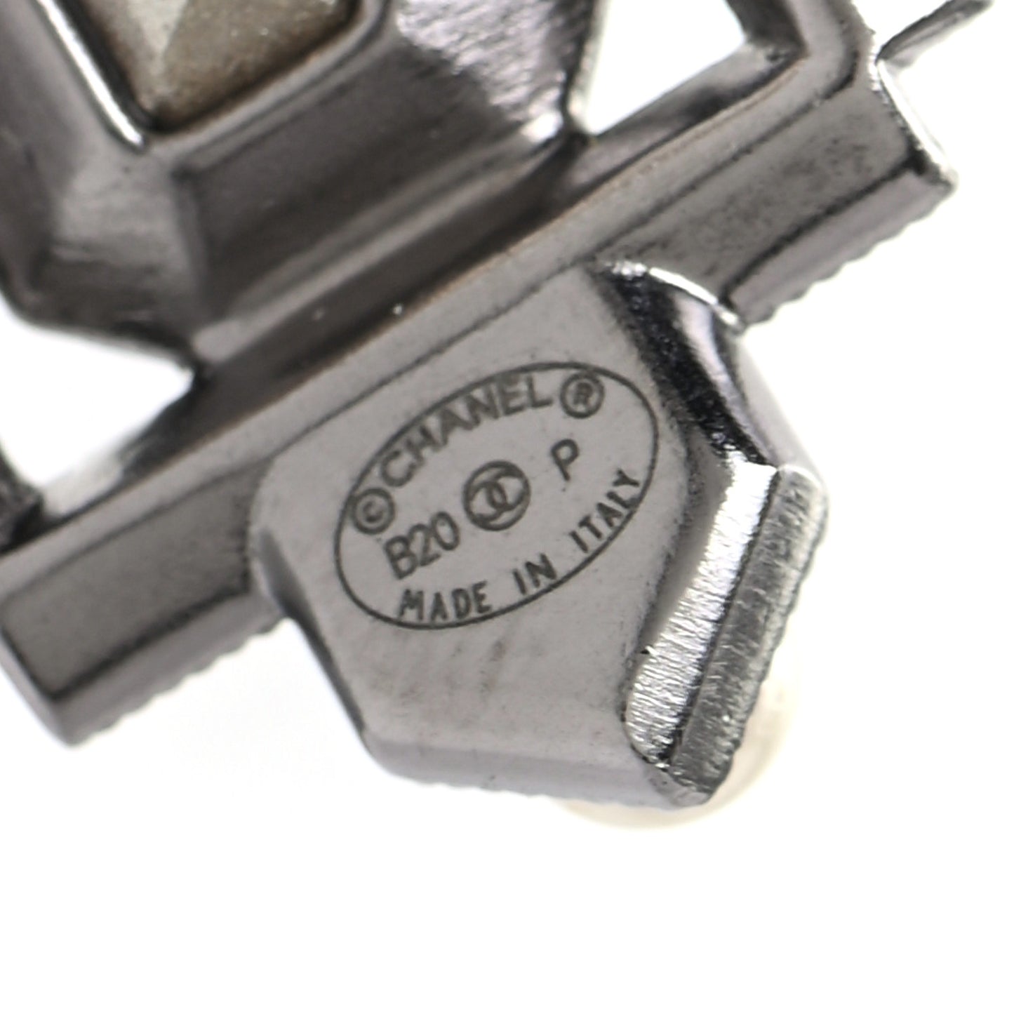 Crystal Baguette Pearl CC Cross Drop Earrings Gold