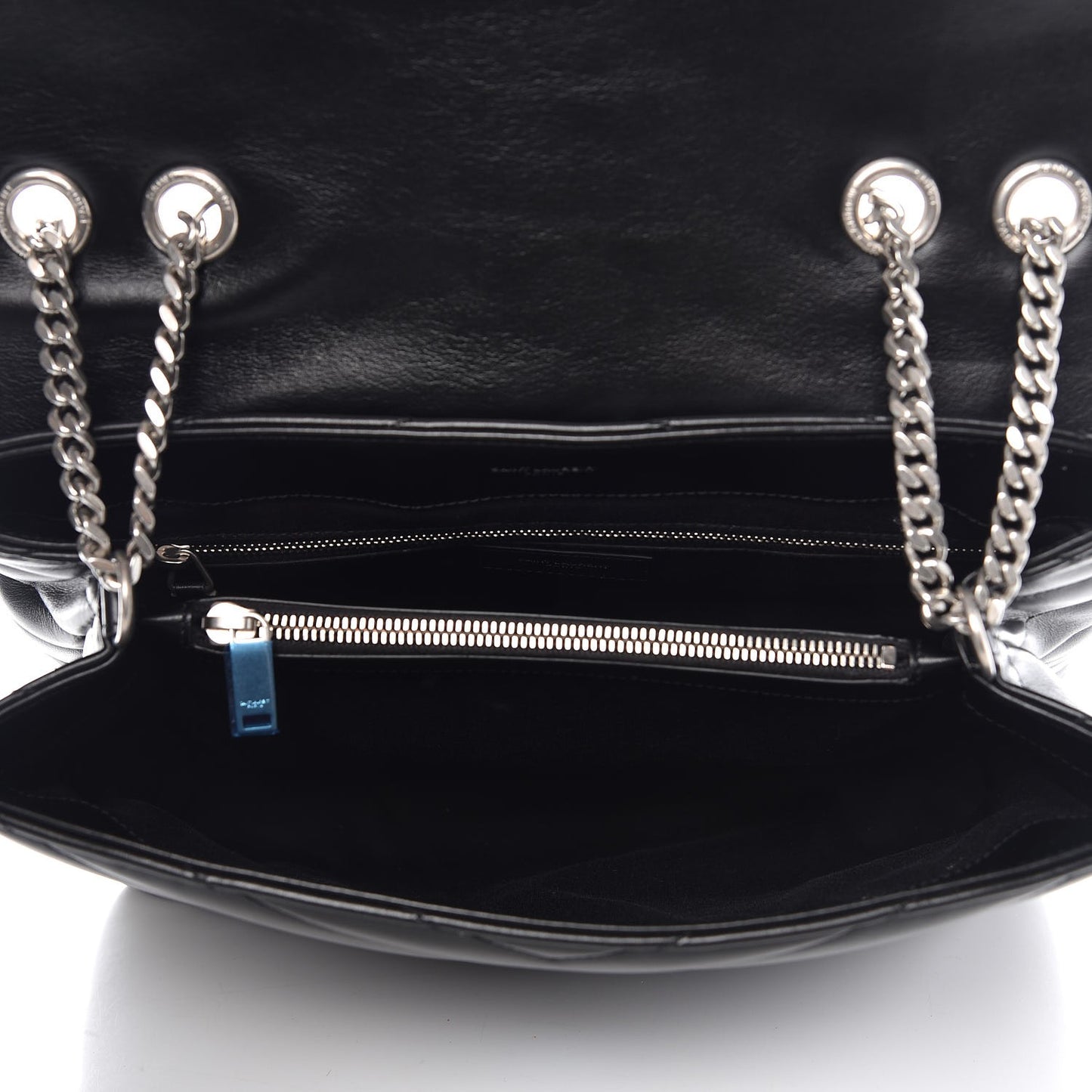 Calfskin Y Quilted Monogram Medium Loulou Chain Satchel Black
