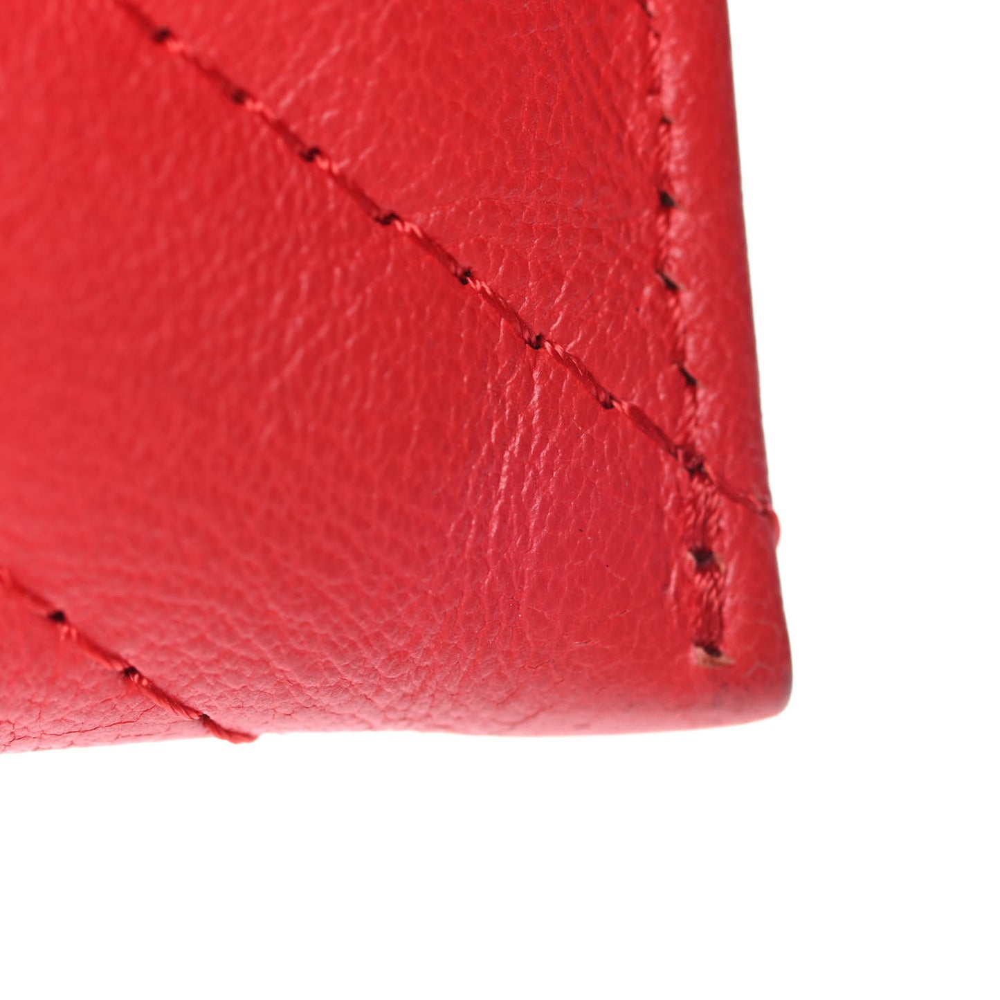 Sheepskin Chevron Quilted Reissue Card Holder Red