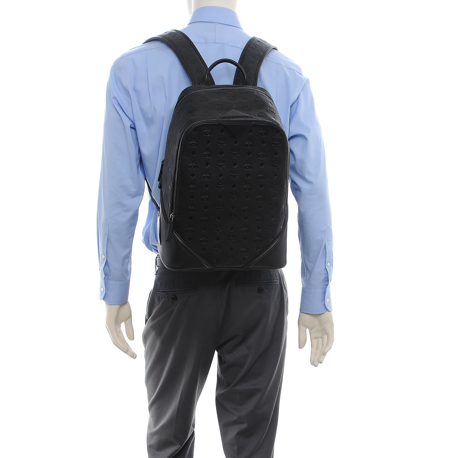 MCM Calfskin Ottomar Monogram Duke Backpack Black 2 of 6